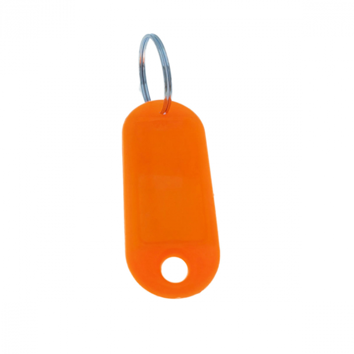 Breloc portocaliu cu eticheta identificare si inel de prindere, Key Ring Tag, 52 x 22 mm, din plastic [5]