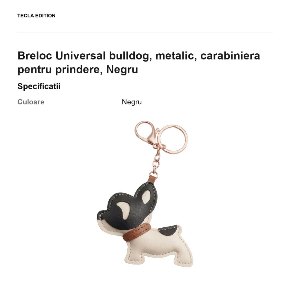 Breloc Universal bulldog, metalic, carabiniera pentru prindere, Negru [3]