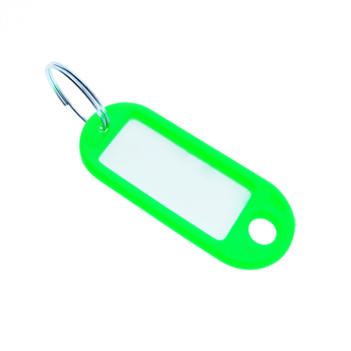 Breloc verde deschis cu eticheta identificare si inel de prindere, Key Ring Tag, 52 x 22 mm, din plastic [4]