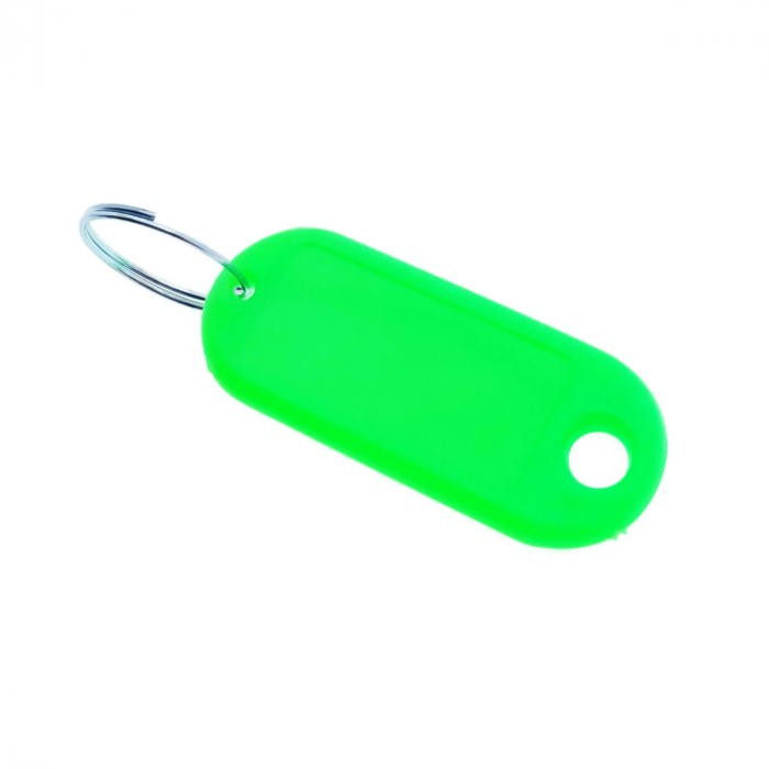 Breloc verde deschis cu eticheta identificare si inel de prindere, Key Ring Tag, 52 x 22 mm, din plastic [3]