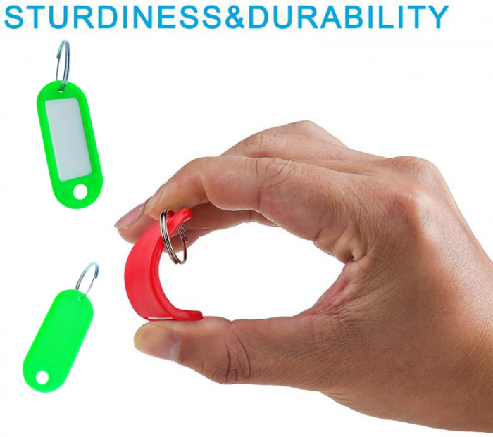 Breloc verde deschis cu eticheta identificare si inel de prindere, Key Ring Tag, 52 x 22 mm, din plastic [6]