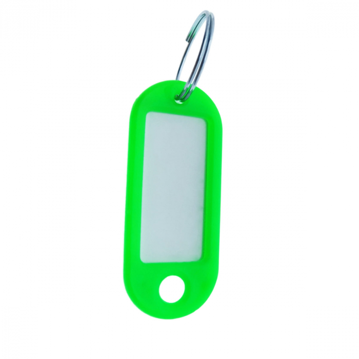 Breloc verde deschis cu eticheta identificare si inel de prindere, Key Ring Tag, 52 x 22 mm, din plastic [2]
