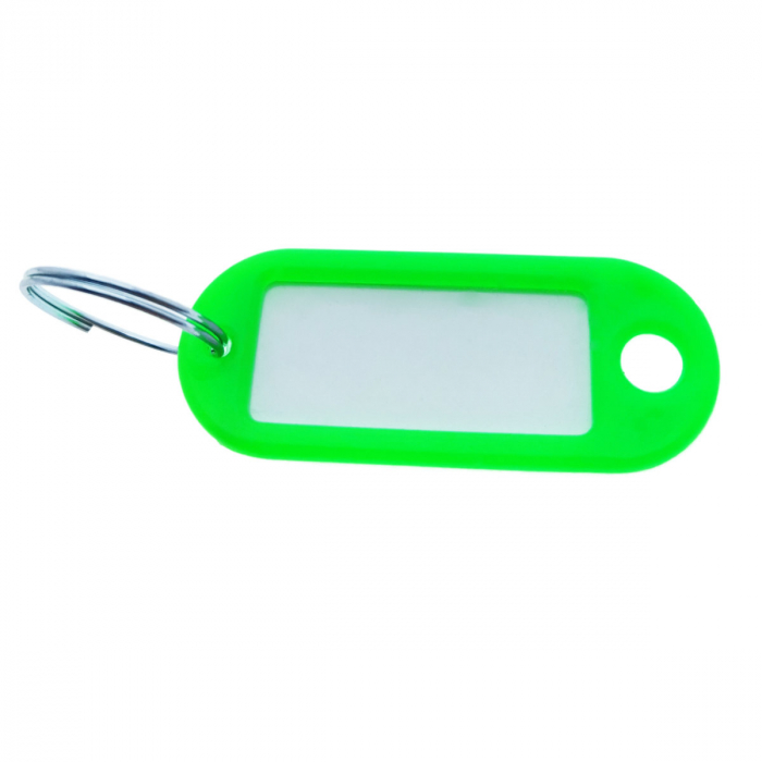 Breloc verde deschis cu eticheta identificare si inel de prindere, Key Ring Tag, 52 x 22 mm, din plastic [1]