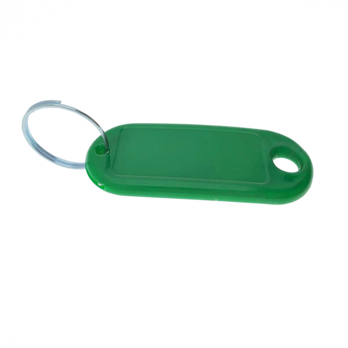 Breloc verde intens cu eticheta identificare si inel de prindere, Key Ring Tag, 52 x 22 mm, din plastic [4]