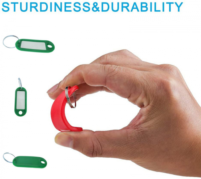 Breloc verde intens cu eticheta identificare si inel de prindere, Key Ring Tag, 52 x 22 mm, din plastic [6]