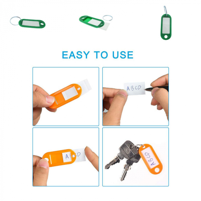 Breloc verde intens cu eticheta identificare si inel de prindere, Key Ring Tag, 52 x 22 mm, din plastic [8]