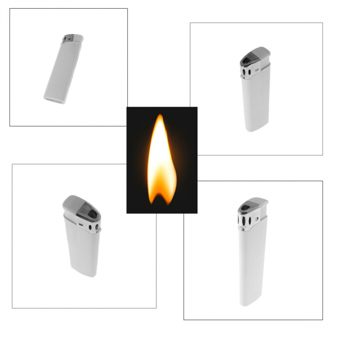 Bricheta clasica de buzunar, BRF00023 White, 83 x 27 x 13 mm, flacara reglabila, alba [3]