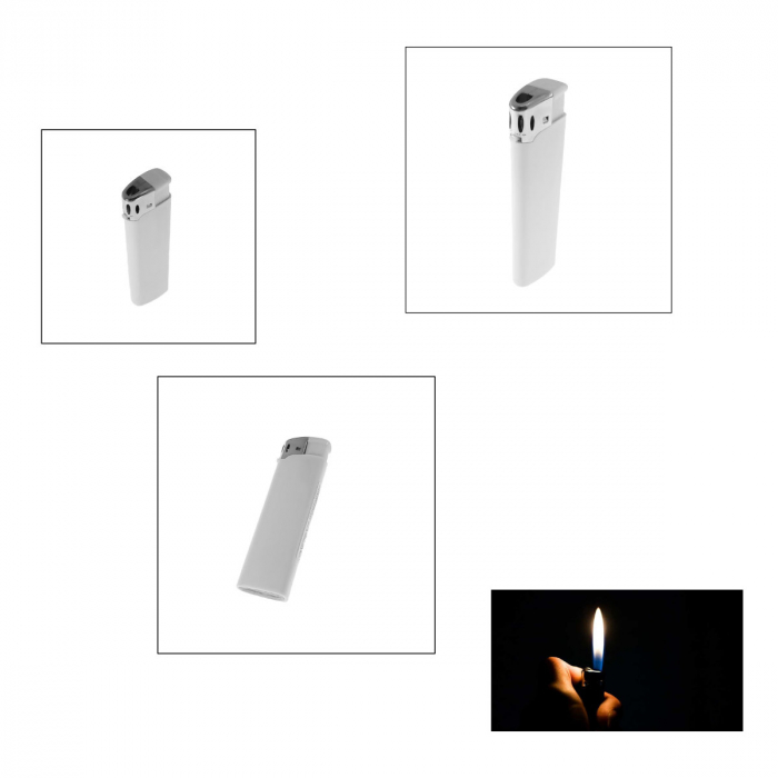 Bricheta clasica de buzunar, BRF00023 White, 83 x 27 x 13 mm, flacara reglabila, alba [4]