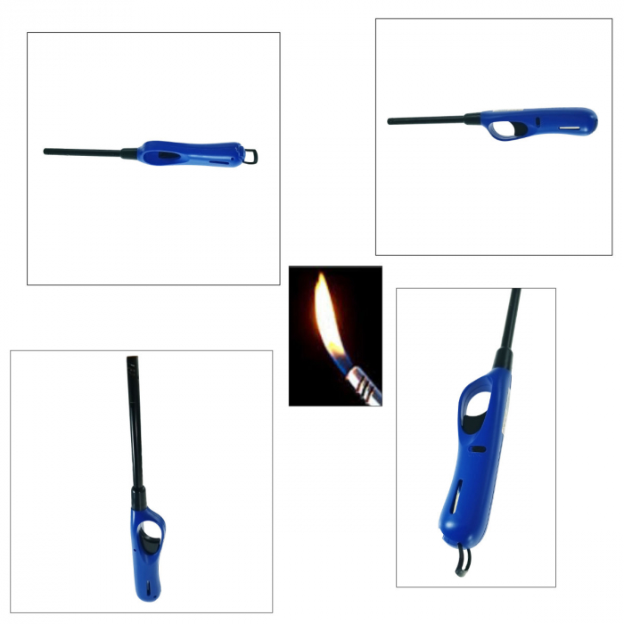 Bricheta cu gaz, BRB00047 Blue, reincarcabila, pentru aprins focul, albastra [4]