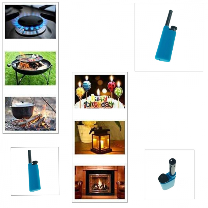 Bricheta cu gaz, BRC00026 Blue, reincarcabila, pentru aprins focul, albastra [3]