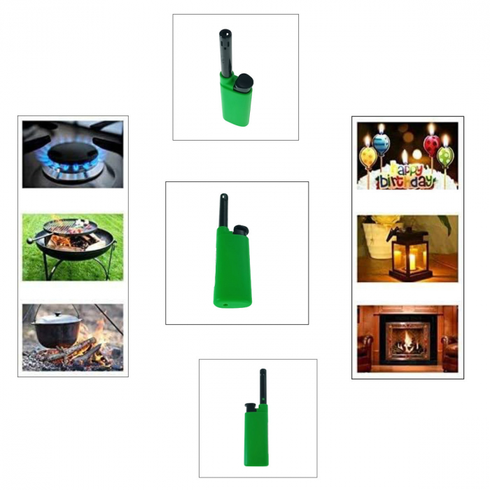 Bricheta cu gaz, BRC00026 Green, reincarcabila, pentru aprins focul, verde [3]