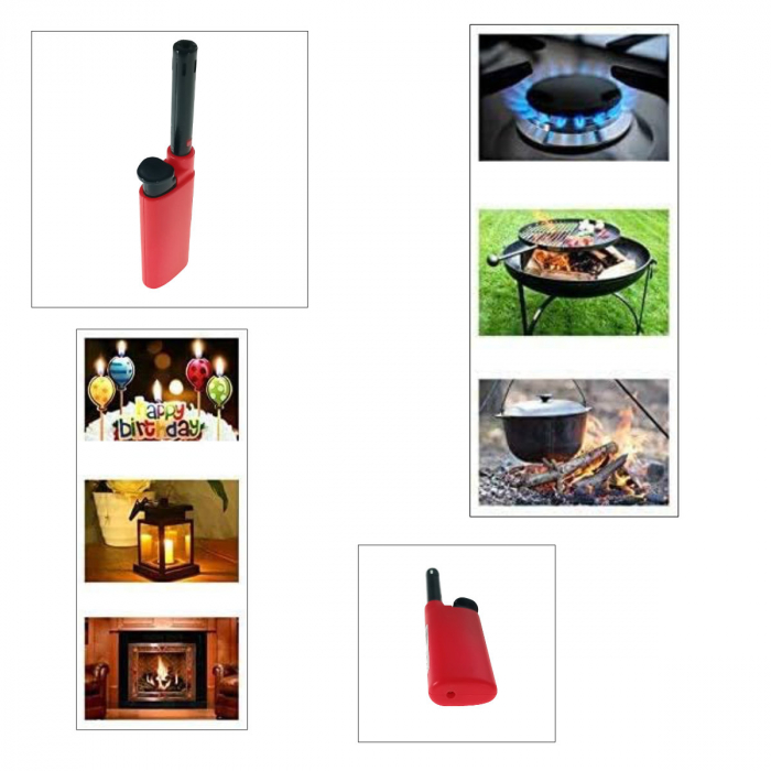 Bricheta cu gaz, BRC00026 Red, reincarcabila, pentru aprins focul, rosie [3]