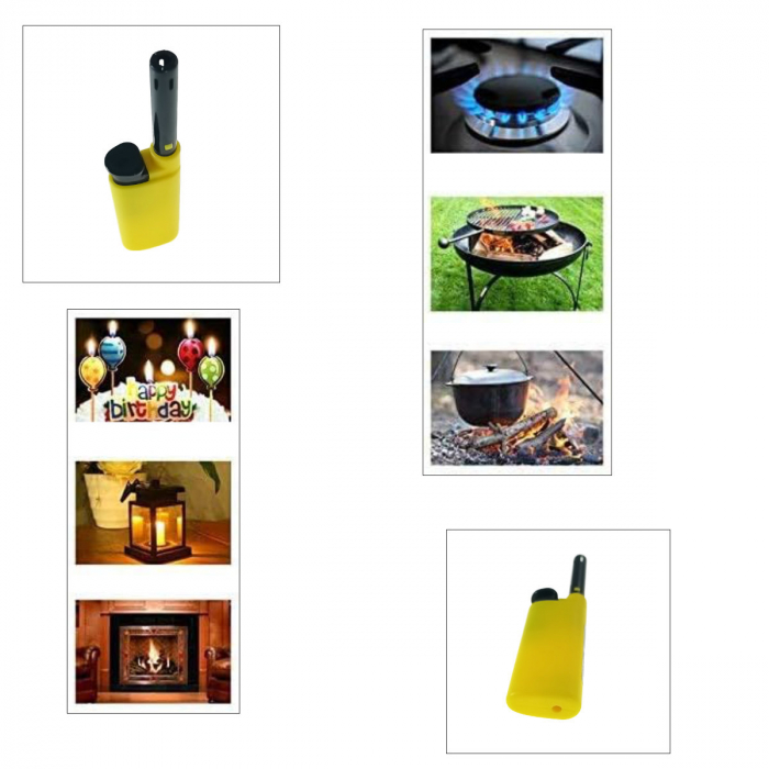 Bricheta cu gaz, BRC00026 Yellow, reincarcabila, pentru aprins focul, galbena [3]