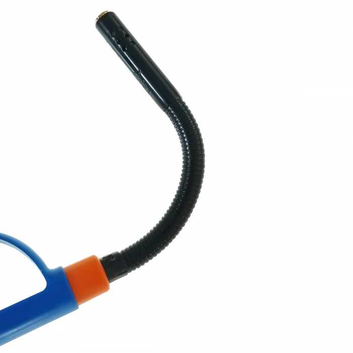 Bricheta cu gaz si aprinzator antivant, gat flexibil, rezervor reincarcabil, buton blocare, lungime 28 cm, albastru cu portocaliu [3]