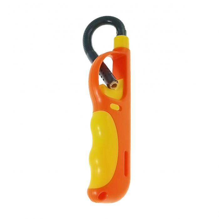 Bricheta cu gaz si aprinzator antivant, gat flexibil, rezervor reincarcabil, buton blocare, lungime 28 cm, portocaliu cu galben [2]