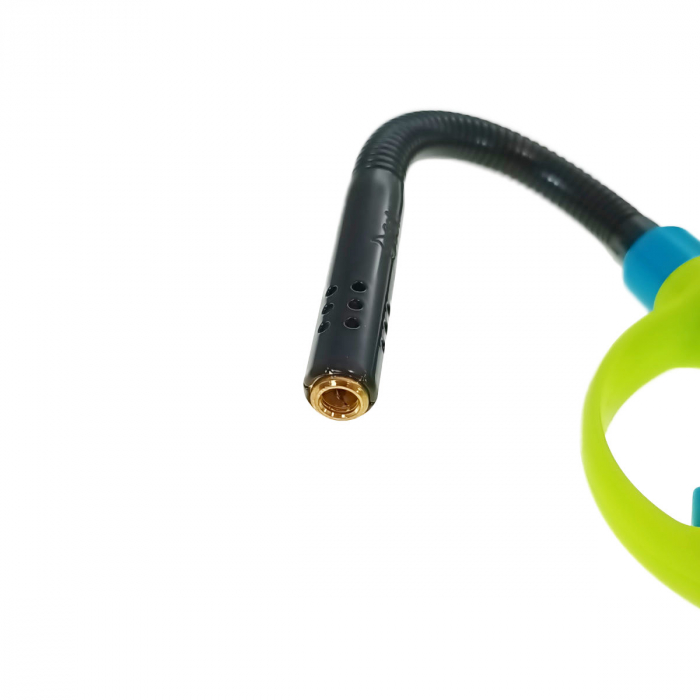 Bricheta cu gaz si aprinzator antivant, gat flexibil, rezervor reincarcabil, buton blocare, lungime 28 cm, verde cu albastru [2]