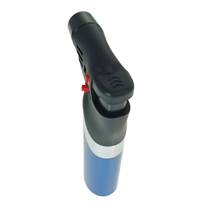 Bricheta cu gaz si aprinzator antivant, rezervor reincarcabil, buton blocare, flacara reglabila, lungime 12 cm, albastra [5]