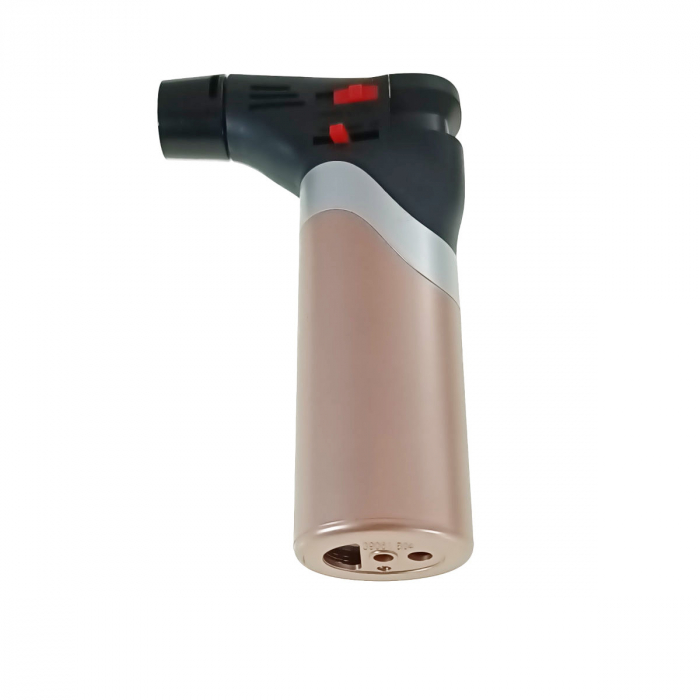 Bricheta cu gaz si aprinzator antivant, rezervor reincarcabil, buton blocare, flacara reglabila, lungime 12 cm, bej [2]