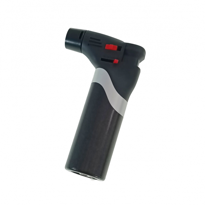 Bricheta cu gaz si aprinzator antivant, rezervor reincarcabil, buton blocare, flacara reglabila, lungime 12 cm, neagra [5]