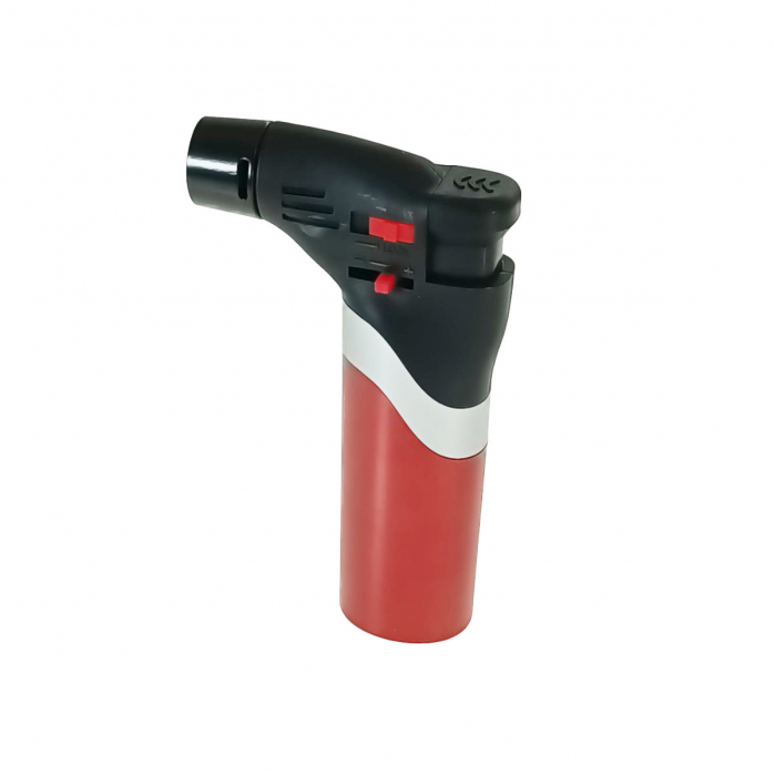 Bricheta cu gaz si aprinzator antivant, rezervor reincarcabil, buton blocare, flacara reglabila, lungime 12 cm, rosie [4]