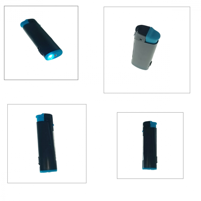 Bricheta cu LED, de buzunar, BRFL00051 Blue, 81 x 25 x 10 mm, flacara reglabila, neagra cu albastru [3]