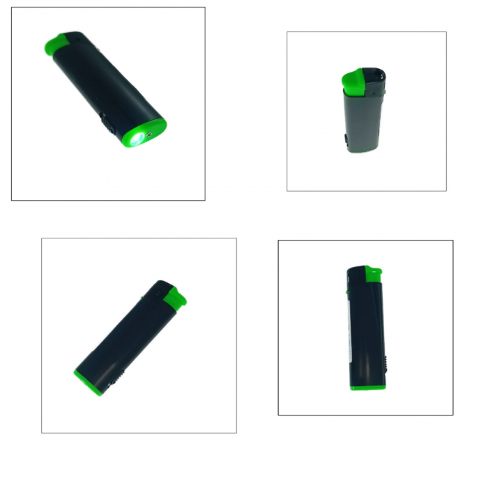Bricheta cu LED, de buzunar, BRFL00051 Green, 81 x 25 x 10 mm, flacara reglabila, neagra cu verde [3]