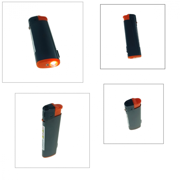 Bricheta cu LED, de buzunar, BRFL00051 Orange, 81 x 25 x 10 mm, flacara reglabila, neagra cu portocaliu [3]