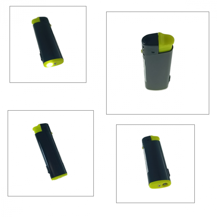 Bricheta cu LED, de buzunar, BRFL00051 Yellow, 81 x 25 x 10 mm, flacara reglabila, neagra cu galben [3]
