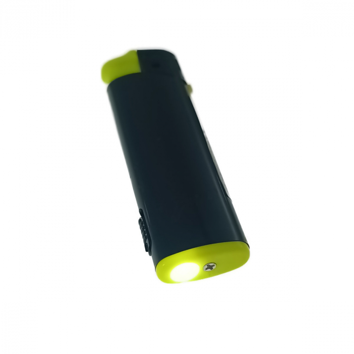 Bricheta cu LED, de buzunar, BRFL00051 Yellow, 81 x 25 x 10 mm, flacara reglabila, neagra cu galben [2]