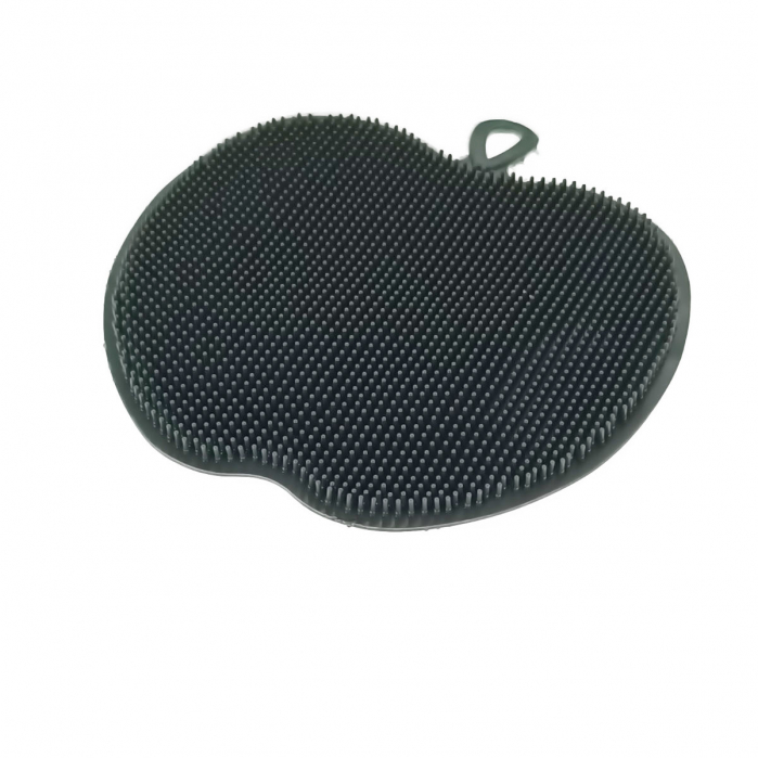 Burete din silicon pentru spalare, multifunctional, dimensiuni 125 x 120 x 9 mm, forma mar, 41749, gri [2]