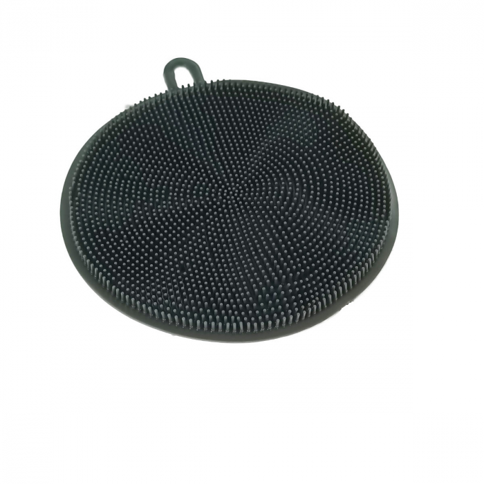 Burete din silicon pentru spalare, multifunctional, dimensiuni 113 x 113 x 9 mm, forma tip cerc, 41749, gri [2]