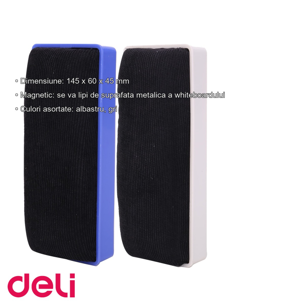 Burete magnetic pentru whiteboard Deli, fixare pe suprafata metalica, dimensiune 145 x 60 x 45 mm, culori asortate [3]