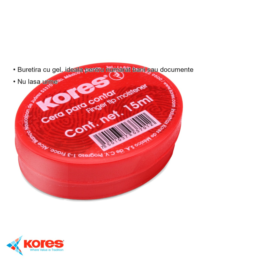 Buretiera cu gel Kores 15ml, fara miros, pentru numarat bani si documente [3]