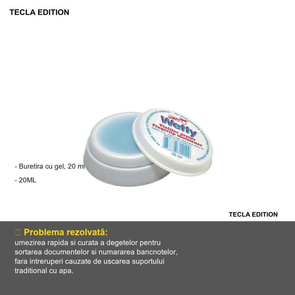 Buretiera cu gel Tecla Edition Wetty Aero, 20 ml, ideala pentru sortarea documentelor si numararea banilor [2]