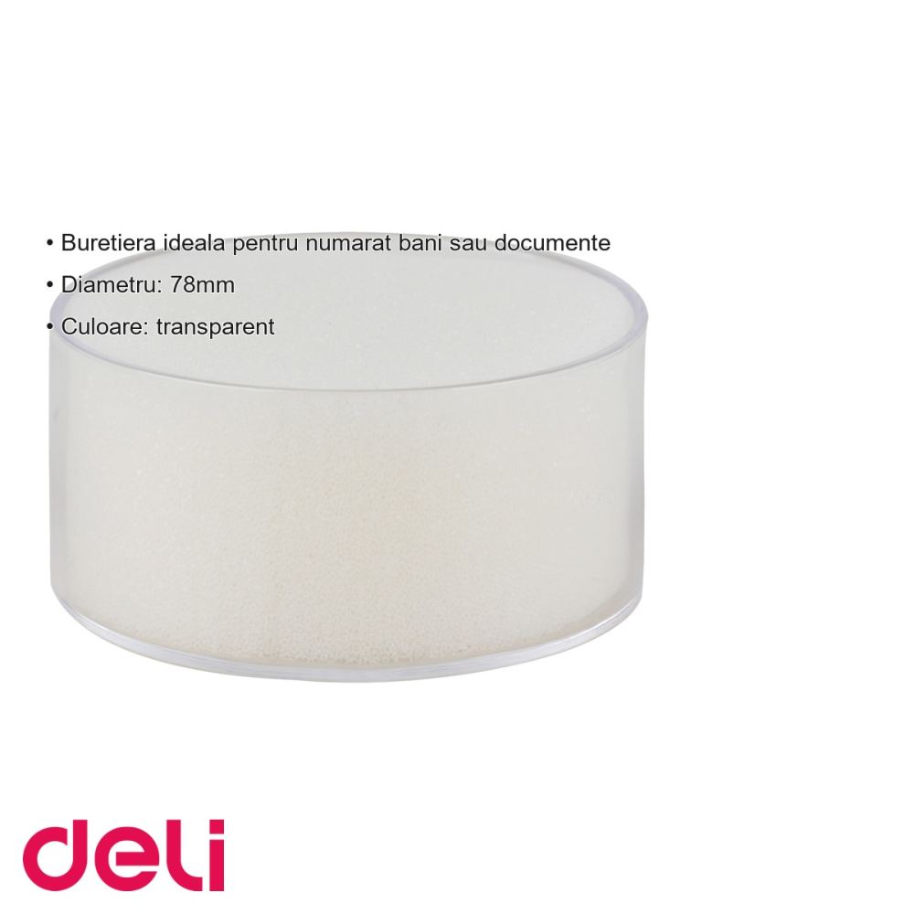 Buretiera transparenta Deli 78mm, pentru numarat bani si documente, ideala pentru birou [3]