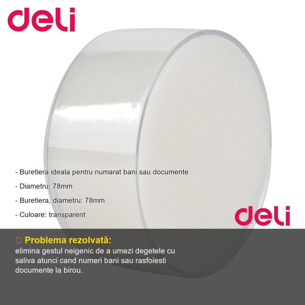 Buretiera transparenta Deli 78mm, pentru numarat bani si documente, ideala pentru birou [2]
