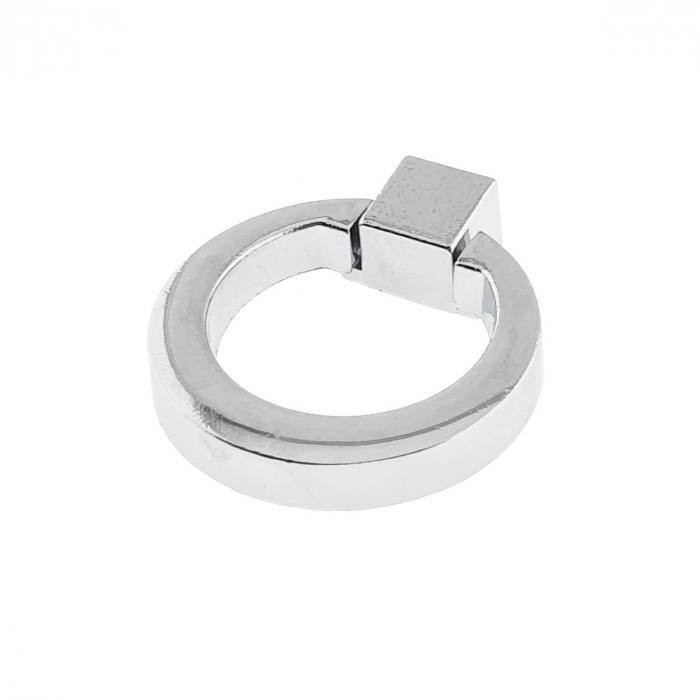 Buton cu inel de prindere, pentru mobila, din metal, diametru 40 mm, MOB-67373, inaltime 7 mm, argintiu [6]