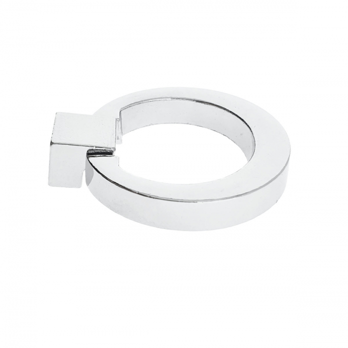 Buton cu inel de prindere, pentru mobila, din metal, diametru 40 mm, MOB-67373, inaltime 7 mm, argintiu [2]