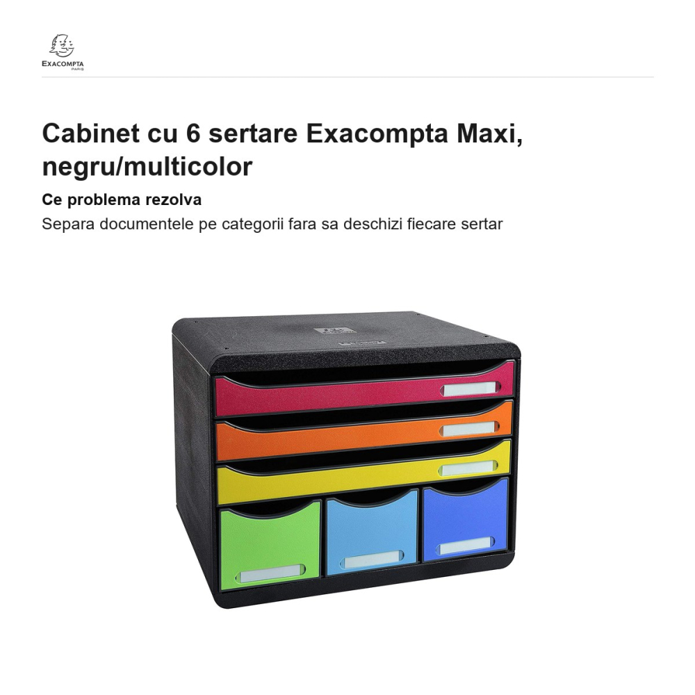 Cabinet cu 6 sertare Exacompta Maxi, negru/multicolor [2]