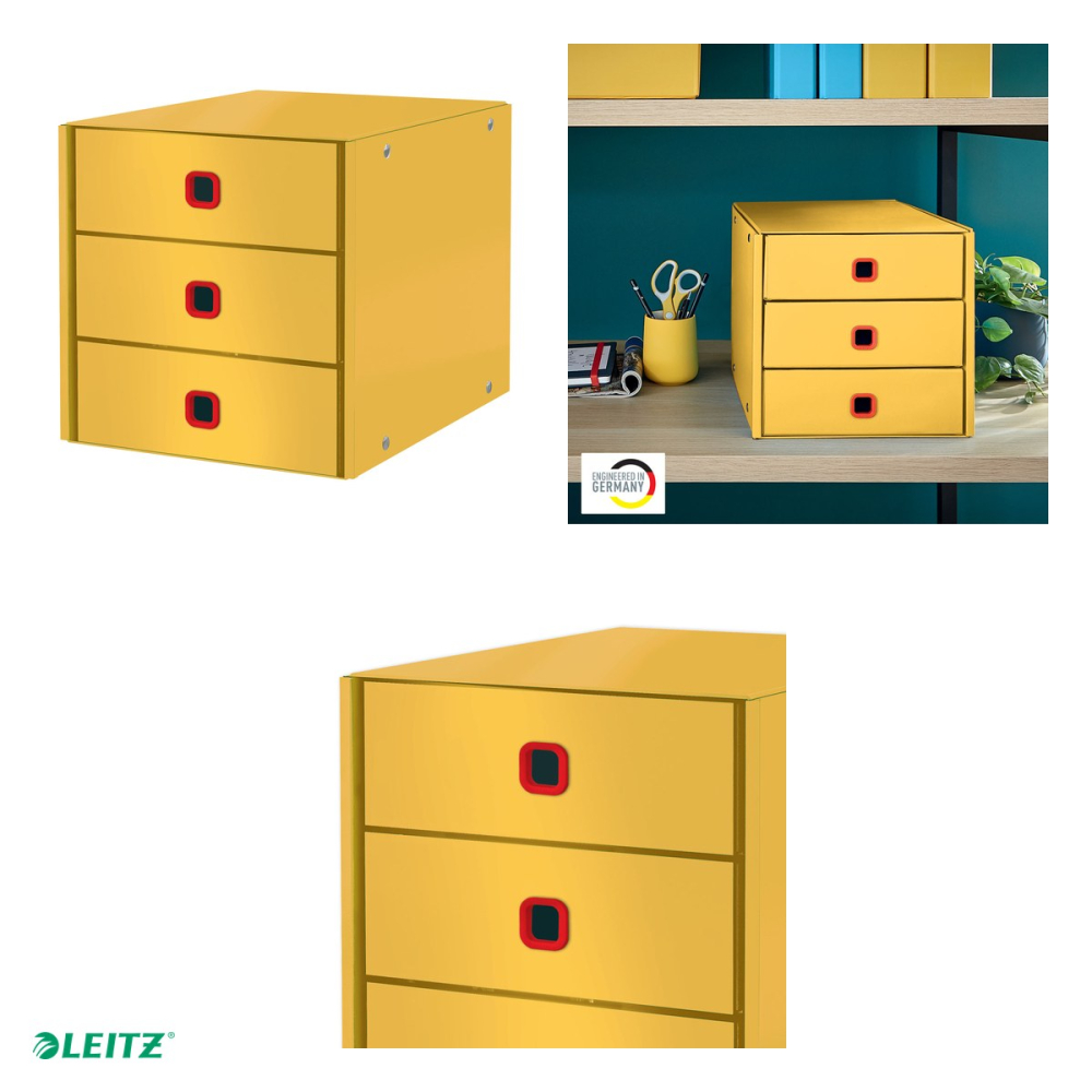 Cabinet cu sertare Leitz Cosy Click & Store, 3 sertare, carton laminat, A4, galben Chihlimbar [4]