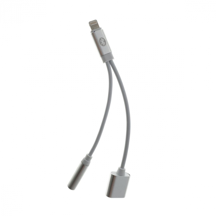 Cablu adaptor 3in1 lightning la jack 3.5mm, incarcare lightning si bluetooth, lungime 10cm [2]