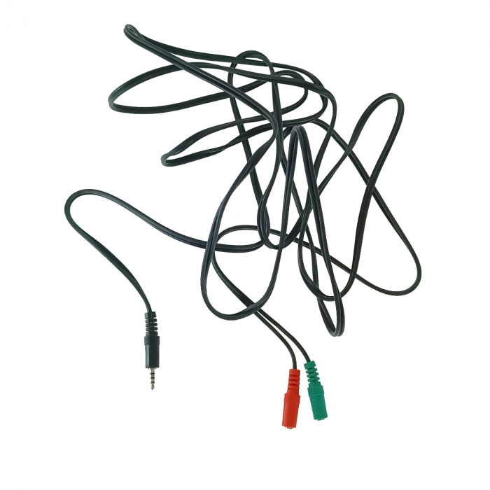 Cablu adaptor audio Jack 3,5 mm tata 4 pini la 2 x Jack 3,5 mm 3 pini mama, 3,5m lungime, negru [3]