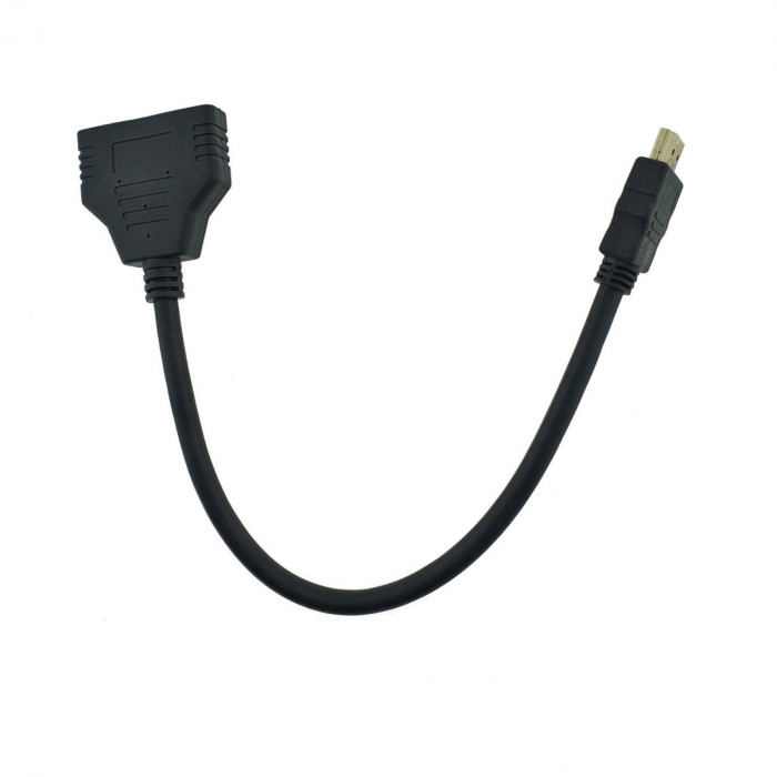 Cablu adaptor HDMI splitter, conector HDMI tata la 2 porturi HDMI mama, ADAPTHDMI, pasiv, 25 cm, negru [3]