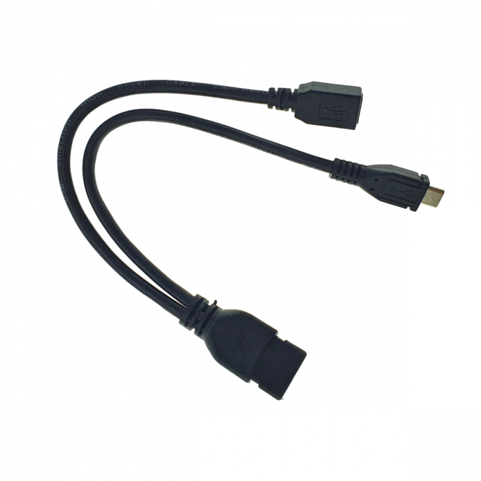 Cablu adaptor OTG, Cablexpert 06730, USB 2.0 mama la microUSB 2.0 tata si microUSB 2.0 mama, lungime 15cm, negru [4]