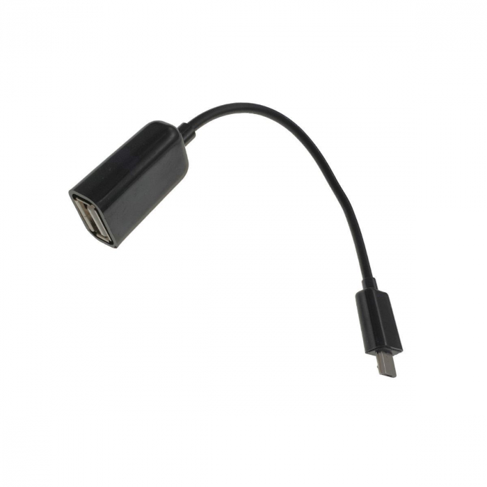 Cablu adaptor OTG USB 2.0 mama la microUSB tata,10 cm, negru [2]