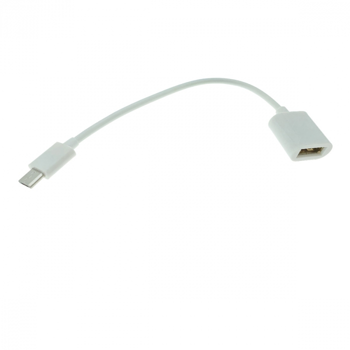 Cablu adaptor OTG USB 2.0 mama la microUSB tata, 12 cm, alb [3]