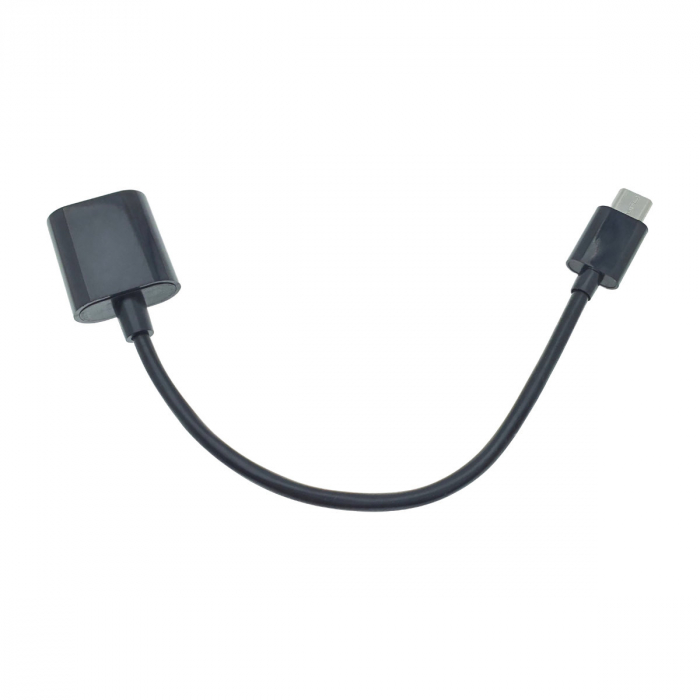 Cablu adaptor OTG USB 2.0 mama la microUSB tata, 12 cm, negru [3]