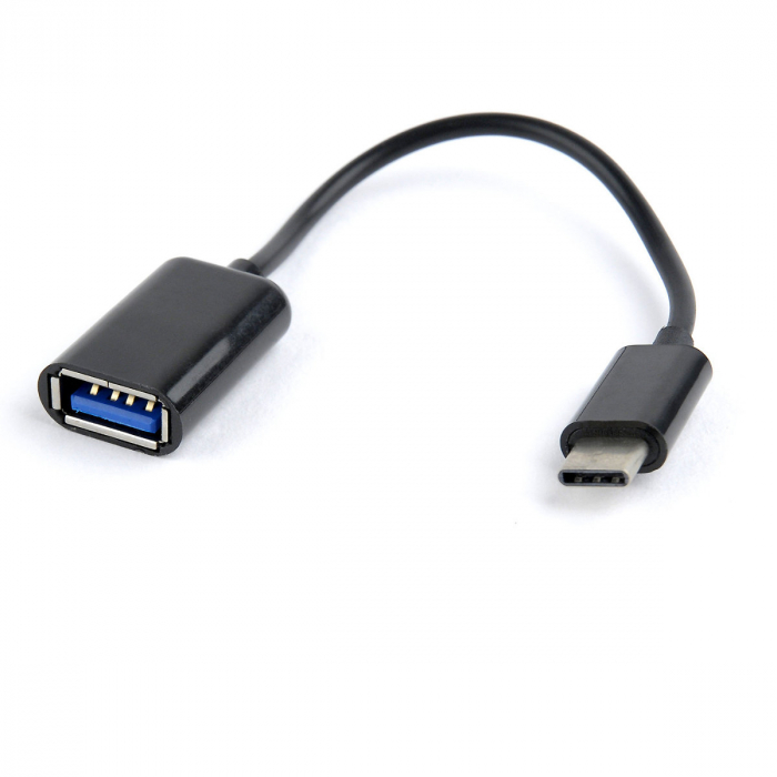 Cablu adaptor OTG USB 2.0 mama la USB tip C tata, Cablexpert 10011, lungime 20 cm, in blister, negru [2]