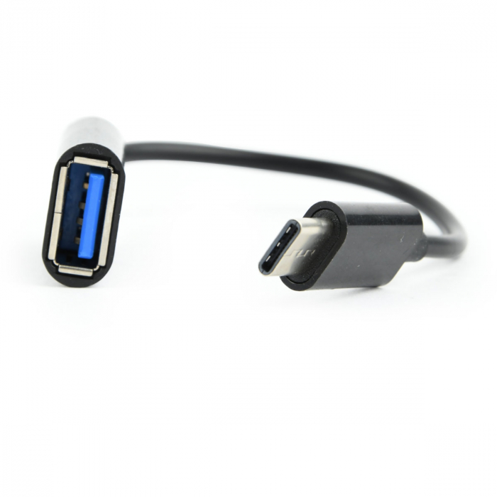 Cablu adaptor OTG USB 2.0 mama la USB tip C tata, Cablexpert 10011, lungime 20 cm, in blister, negru [4]