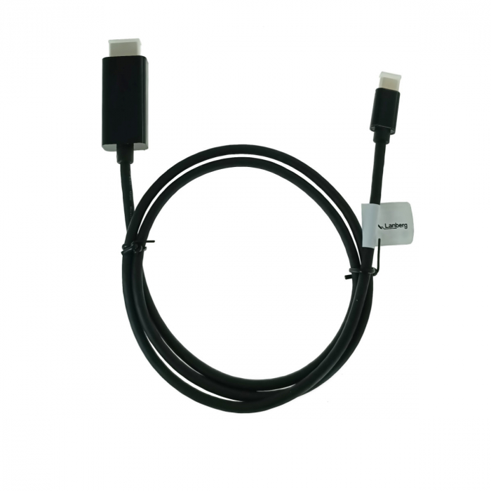 Cablu adaptor USB-C tata la HDMI tata, USB 3.2 gen.2, HDMI 2.0, Lanberg 43676, FHD-144Hz, 4K-60Hz, 18Gb/s, 100cm, negru [2]